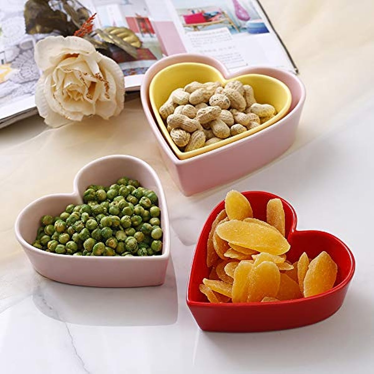 WAIT FLY Ciotola A Forma Di Cuore In Ceramica Rossa 16,5 Cm (325 Ml) - Insalatiera, Dessert, Zuppa O Antipasto, Lavabile In Microonde E Lavastoviglie