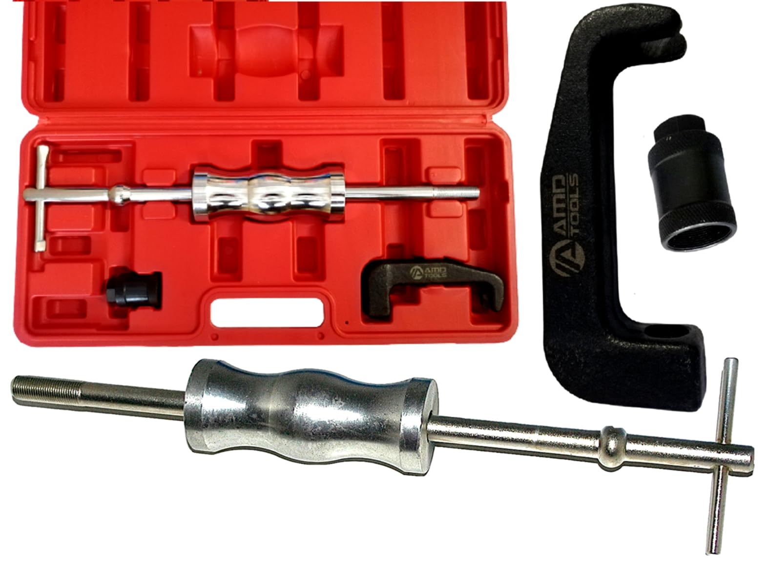 AMD TOOLS Extracteur d'injecteur 3 pièces pour moteurs CDI Mercedes OM611, OM612, OM613 + pour BMW 525d 530d – Outil spécial pour démontage des injecteurs sans démontage de culasse