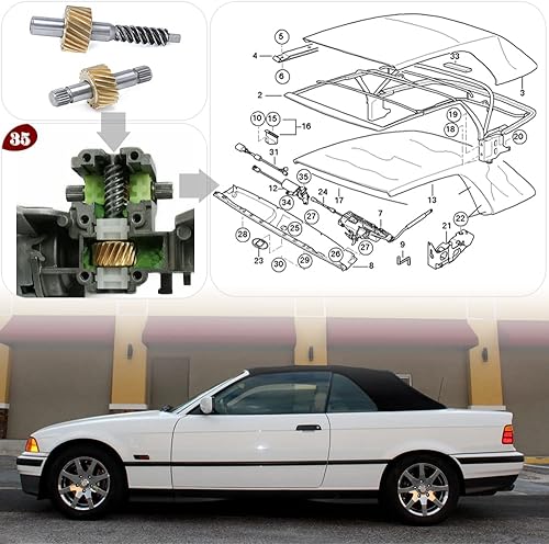 Miniatura 6 de Kit de reparación de engranajes de motor de cierre superior convertible compatible con BMW 2000-2010 E36 E46 E64 323Ci 325Ci 330Ci 645Ci 650i M3 M6