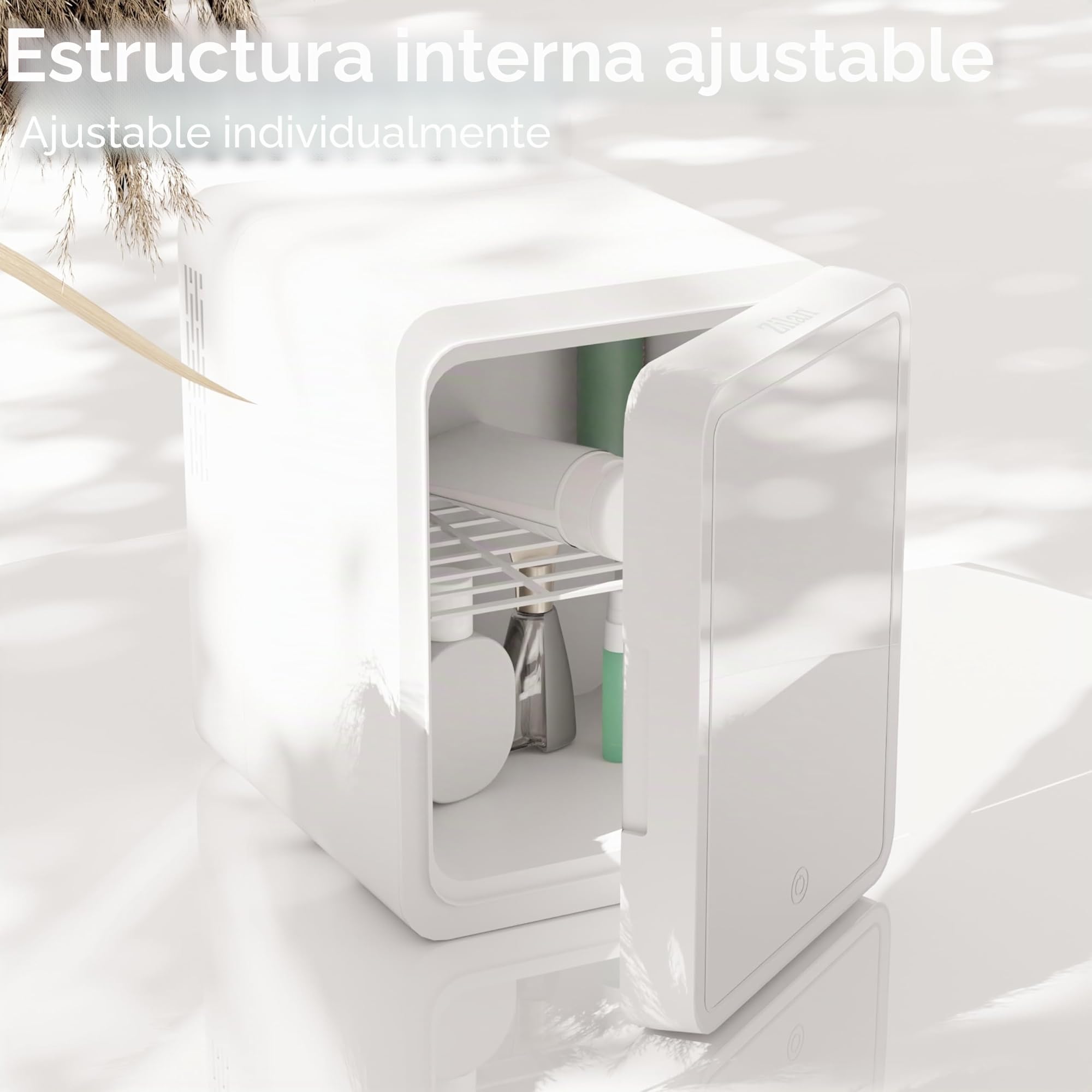 Mini nevera con espejo LED de 4 l con espejo, nevera de belleza, frigorífico, mini-refrigerador, frigorífico, minibar, minibar, mini-nevera, 3 niveles LED