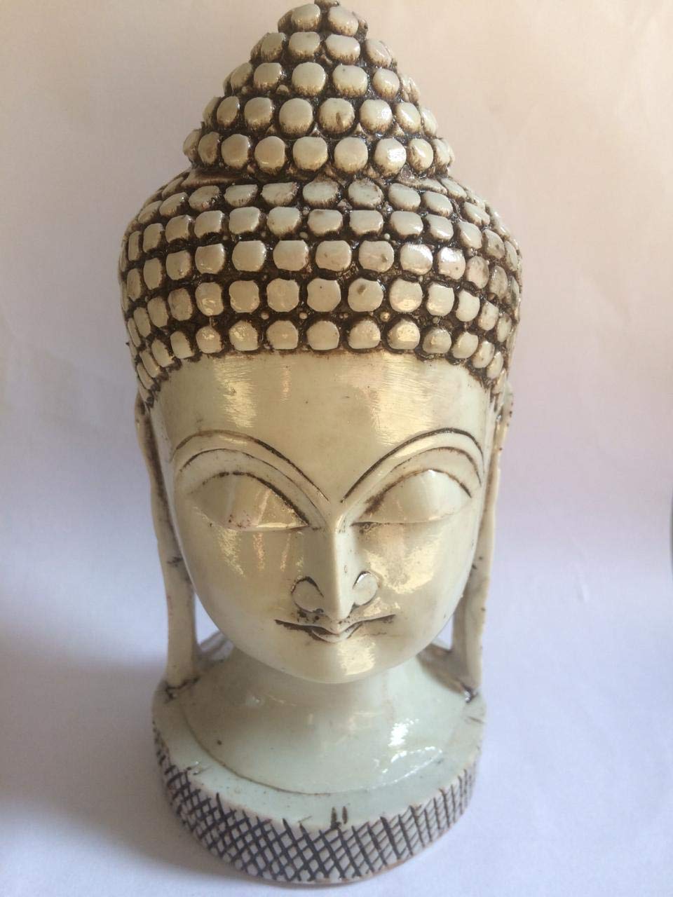 craftstore14 Authentic Meditating Buddha Face Sculpture Statue Fine Handicraft Collectible Religious Spirituality and Makes Elegant Christmas/Birthday Gift (4 Inch Approx) Beige