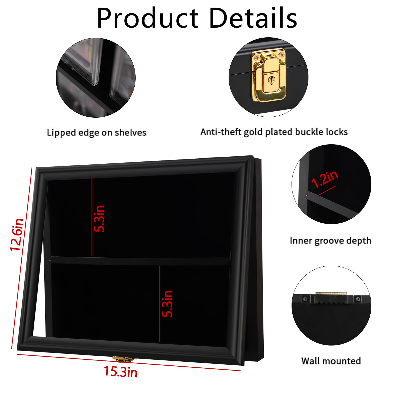 Grintus Vitrina para 8 Tarjetas de béisbol, con Cerradura, Soporte de Pared con protección UV, Puerta acrílica para béisbol, Baloncesto, fútbol, Hockey, colección de Tarjetas coleccionables pequeña
