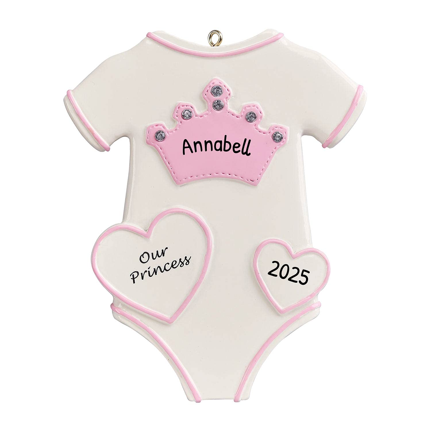 Ornamento per il primo Natale del bambino - My First Christmas Ornament - Principessa Corona Onesie Baby Girl Primo Natale Ornamento Rosa 1 ° Natale Baby Ornament - Personalizzazione gratuita