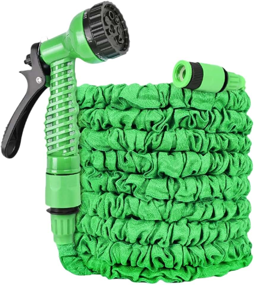 Mangueira Expansível Até 30 Metros Flexível Retrátil com Esguicho para Jardim Quintal Lavagem Carro Casa Leve Compacta Fácil de Guardar Alta Pressão Uso Doméstico (VERDE, 30M)