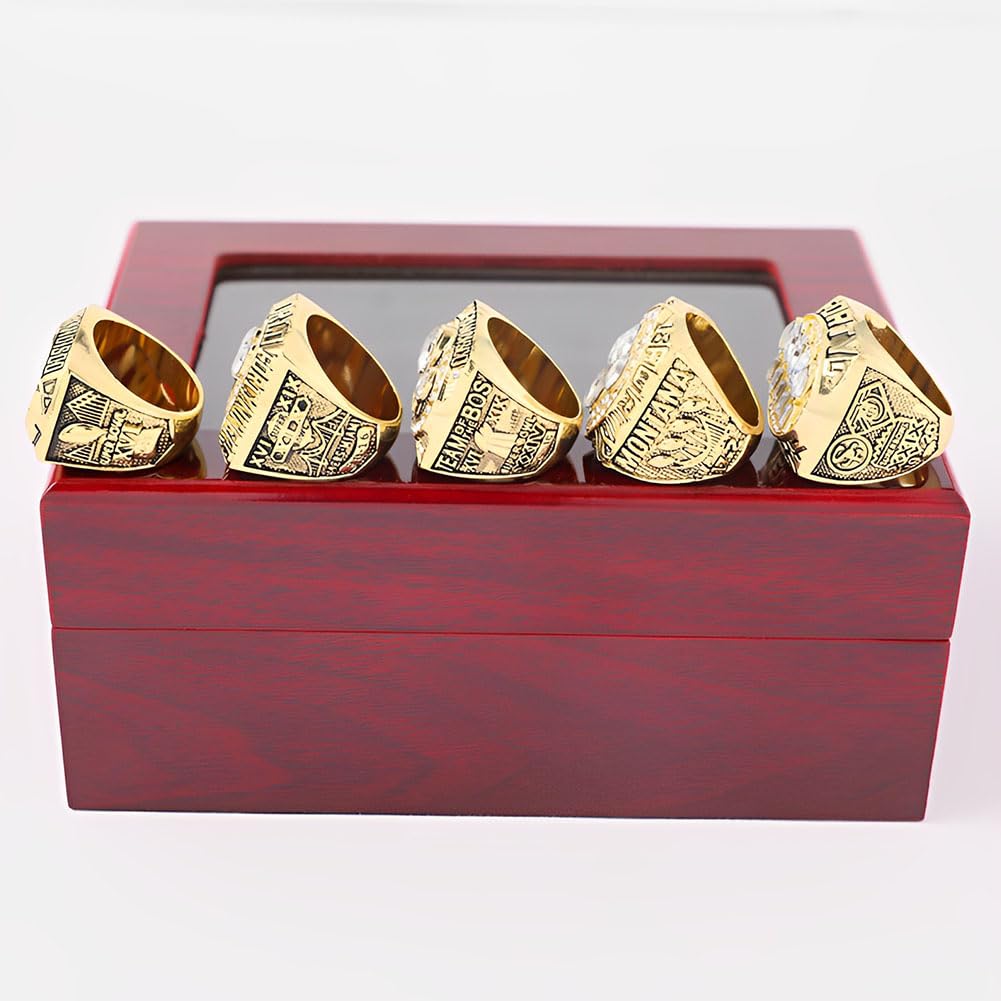 NFL-Meisterschaftsring-Set mit Display-Box, 49ers, 5-Jahres-Meisterschafts-Rugby-Champion-Ring, Super Bowl-Souvenir, einzigartige Geschenke für Cowboy-Herrenväter