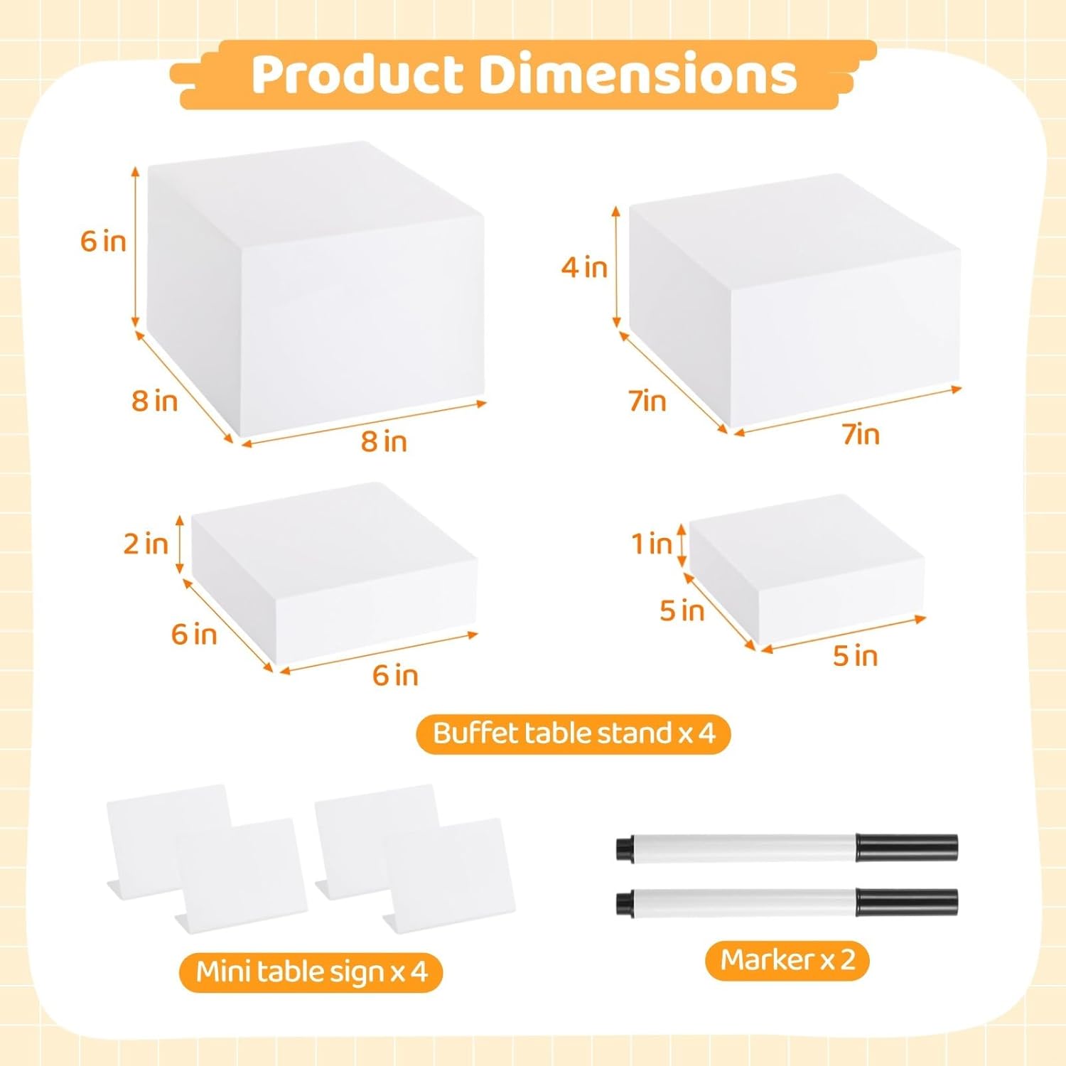 Catering Dessert Foods Display Stands, 5/6/7/8 Inches Food Risers For Buffet Table, Party Event Acrylic Cube Boxes Nesting Risers With Hollow Bottoms, 4 Pcs Buffet Risers