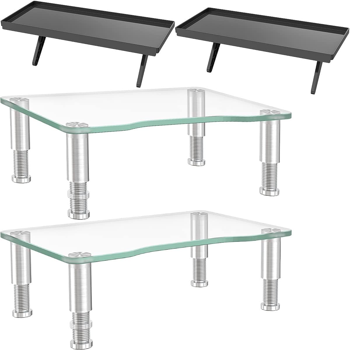 Computer Monitor Riser with Height Adjustable Multi Media Desktop Stand&Top Shelf TV Mounting Bracket 12 Inch Flat Panel Mount