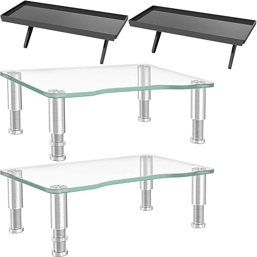 Elevador de monitor de computadora con altura ajustable para múltiples medios de escritorio y estante superior soporte de montaje para TV de 12