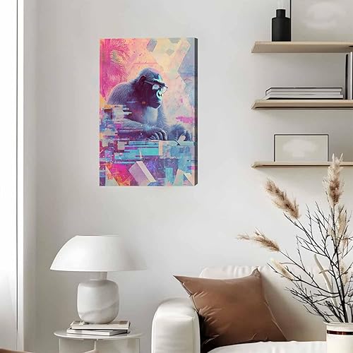 Miniatura 6 de Cool Retro Gorilla Pop Art Posters Cyberpunk Creativity Home Office Decor Animal Themed Modern Wall Art-Framed-24x36inch