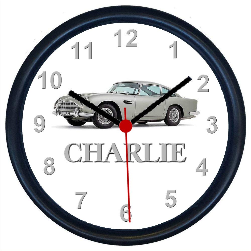 Key Expressions Black Personalised Classic Car Wall Clock For Aston Martin Db5 Enthusiasts