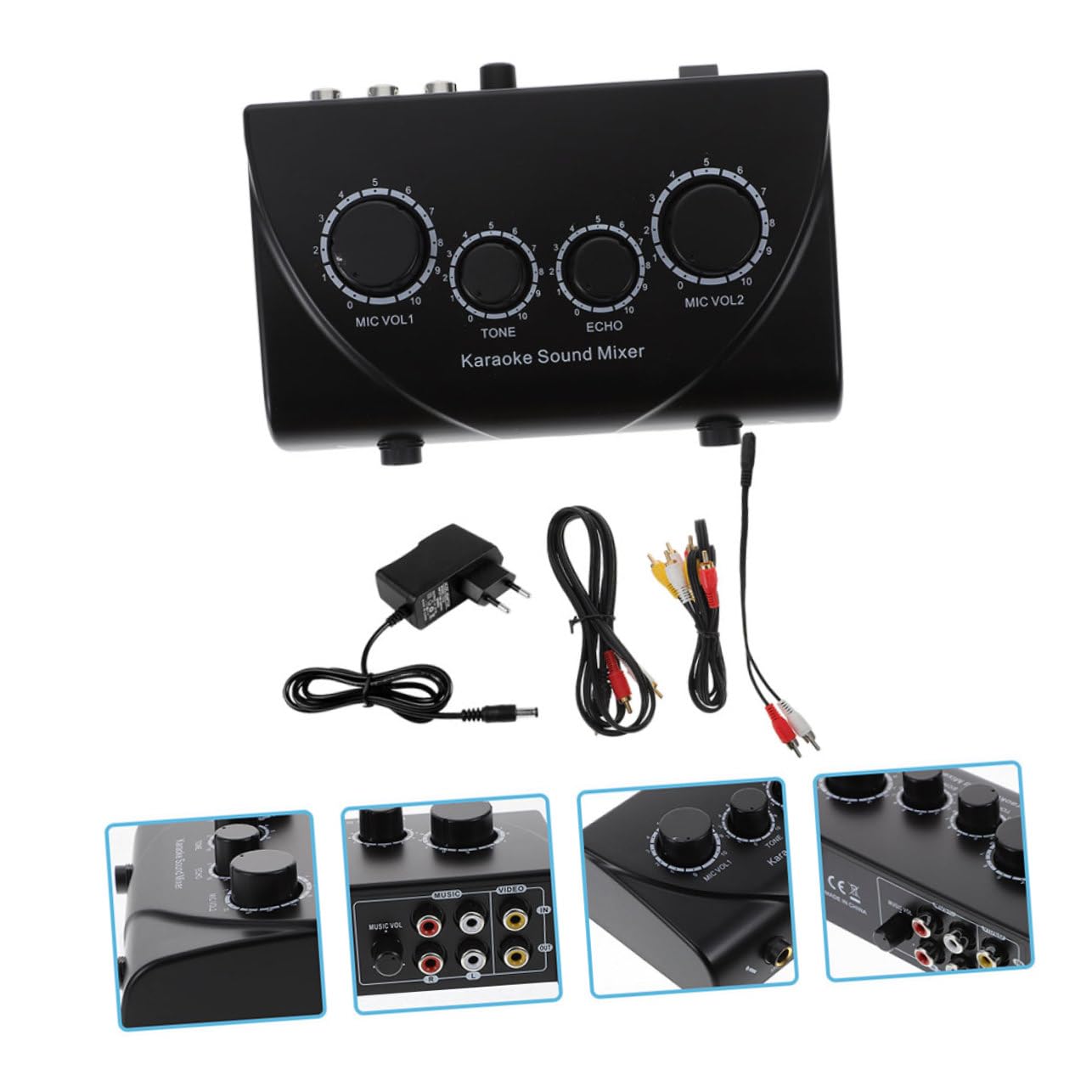 1set Mixer Audio Karaoke Professionale Due Mixer Compatto Per Microfono Con Adattatore Di Alimentazione Per Eventi Famiglie e Ktv Basso Rumore e Alta Qualità Del Suono