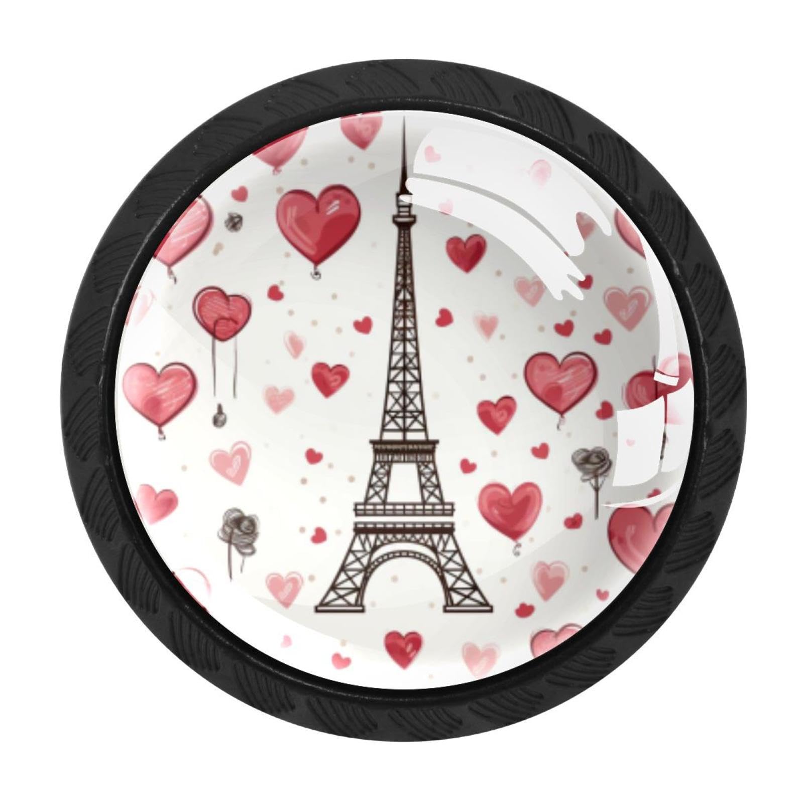 Chenzzzz Multicolored 13 Eiffel Tower Valentine's Day Drawer Knobs Pull Handle Crystal Glass Circle Shape Cabinet Drawer Pulls Cupboard Knobs With Screws For Kitchen Cupboard Dresser Wardrobe Etc