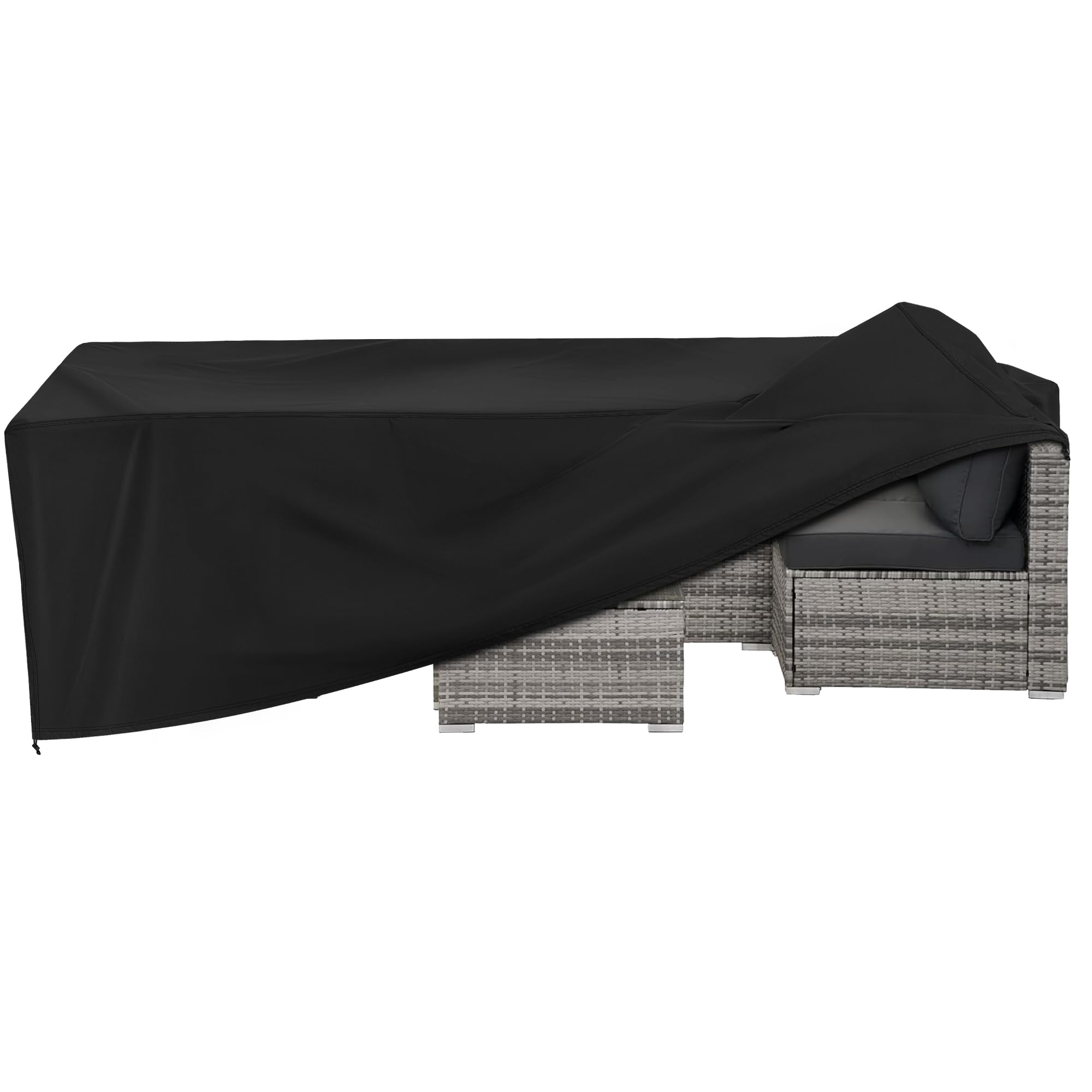 Arcedo Patio Rectangular Furniture Set Cover Waterproof, Outdoor Furniture Cover for Sectional Conversation Set, , All Weather Protection Dining Table Chair Set Cover, 90" x 62" x 30"H, Black