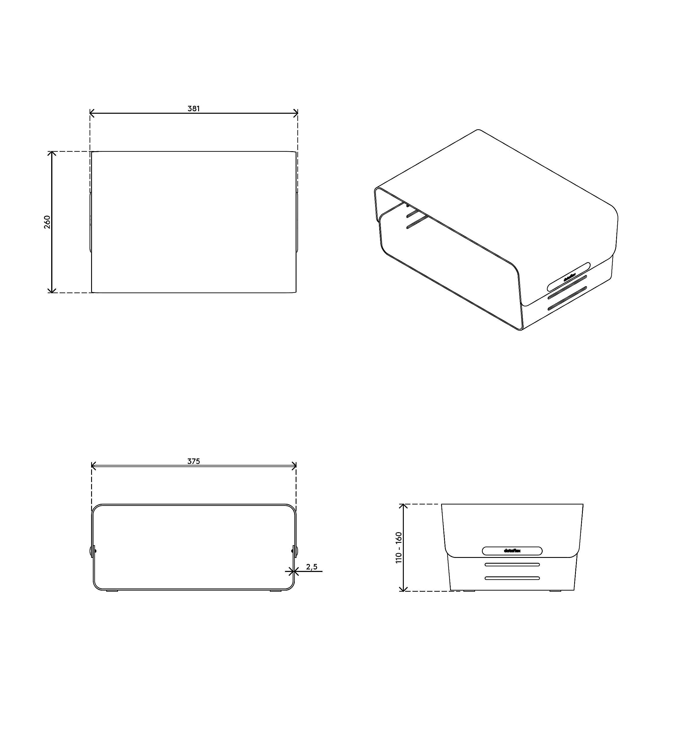 Dataflex Bento® Rialzo Monitor - Regolabile 123 Nero - Supporto per monitor con 3 regolazioni in altezza, fino a 20 kg, robusto e privo di graffi, perfetto con la cassetta porta oggetti Bento®