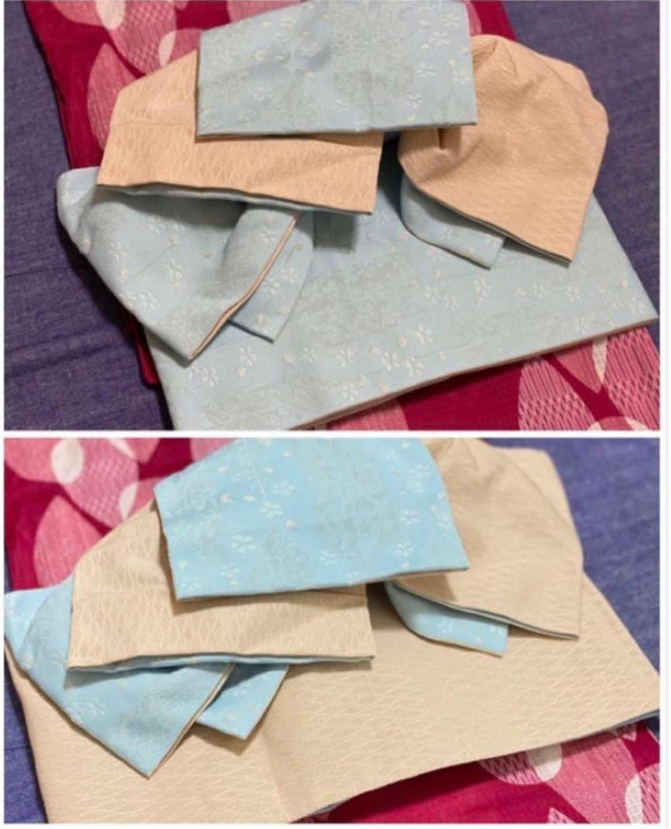 綿麻しじら織︎麻の葉柄半幅帯セット