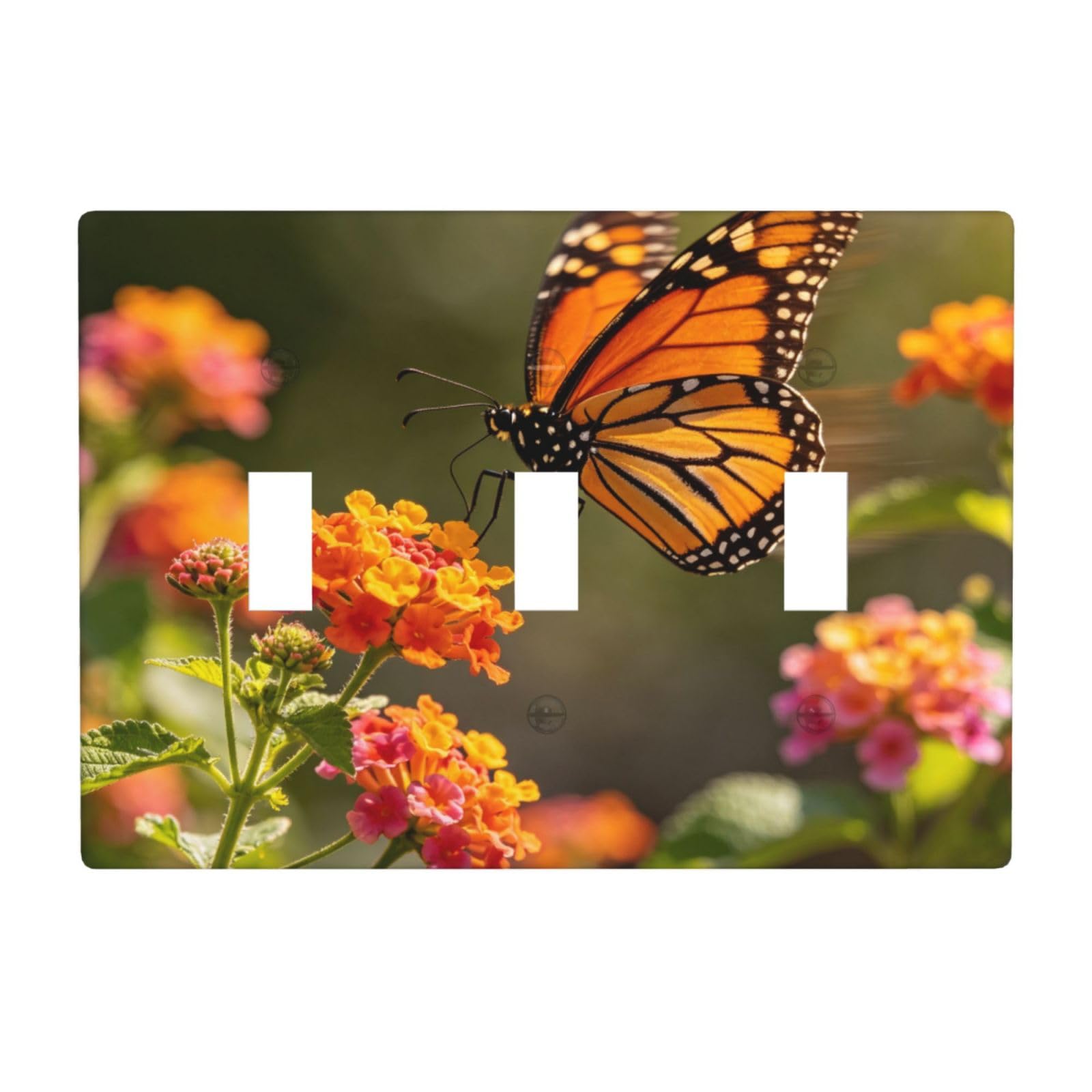 Color Butterfly Art 3 Gang Switch Plate Cover-Unbreakable Polycarbonate Wall Plate, Heat Resistant Toggle Switch Decor for Home