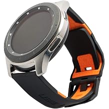 URBAN ARMOR GEAR UAG Compatible with Samsung Galaxy Watch 46mm/Galaxy Watch3 45mm Band Silicone, Fits 22mm Watch Lugs, Slim Adjustable Waterproof Sporty Replacement Watch Strap, Civilian Black/Orange