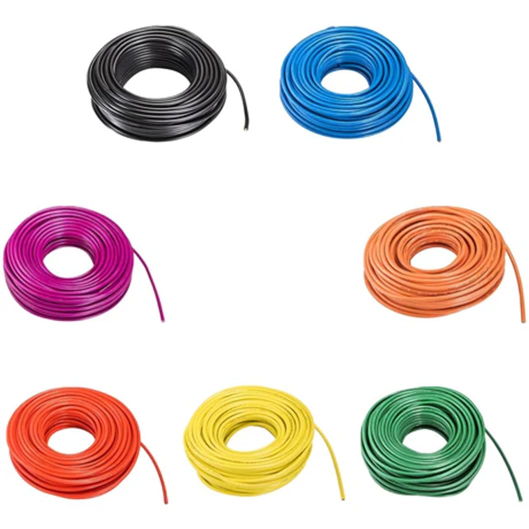 Cavi elettrici multicolori, H07BQ-F, 3 x 1,5 mm, giallo-verde-blu-arancio-arancione chiaro (arancione chiaro, 50 m)