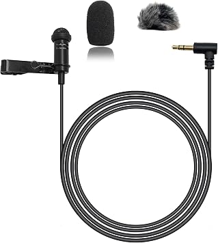 Lavalier Lapel Microphone Omidirectional Condenser Microphone for DJI Mic 2,Mic for Rode Wireless GO 2 / II TransmittersStandard 3.5mm TRS Plug for DJI and for Rode
