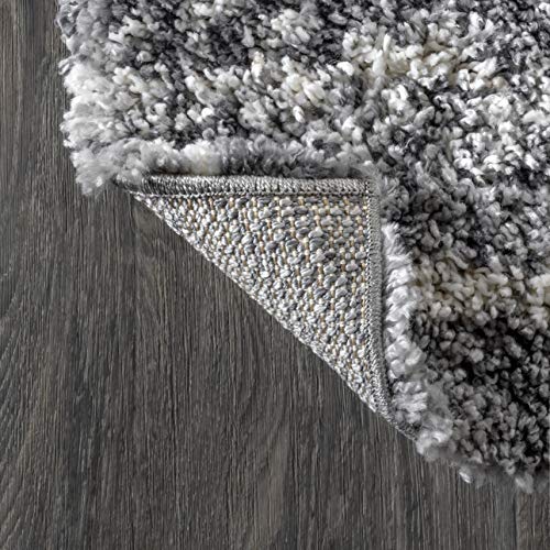 JONATHAN Y Merida Stacked Grid Shag Grey/Ivory 3 ft. x 5 ft. Area Rug, Bohemian, Easy Cleaning, For Bedroom, Kitchen, Living Room, Non Shedding