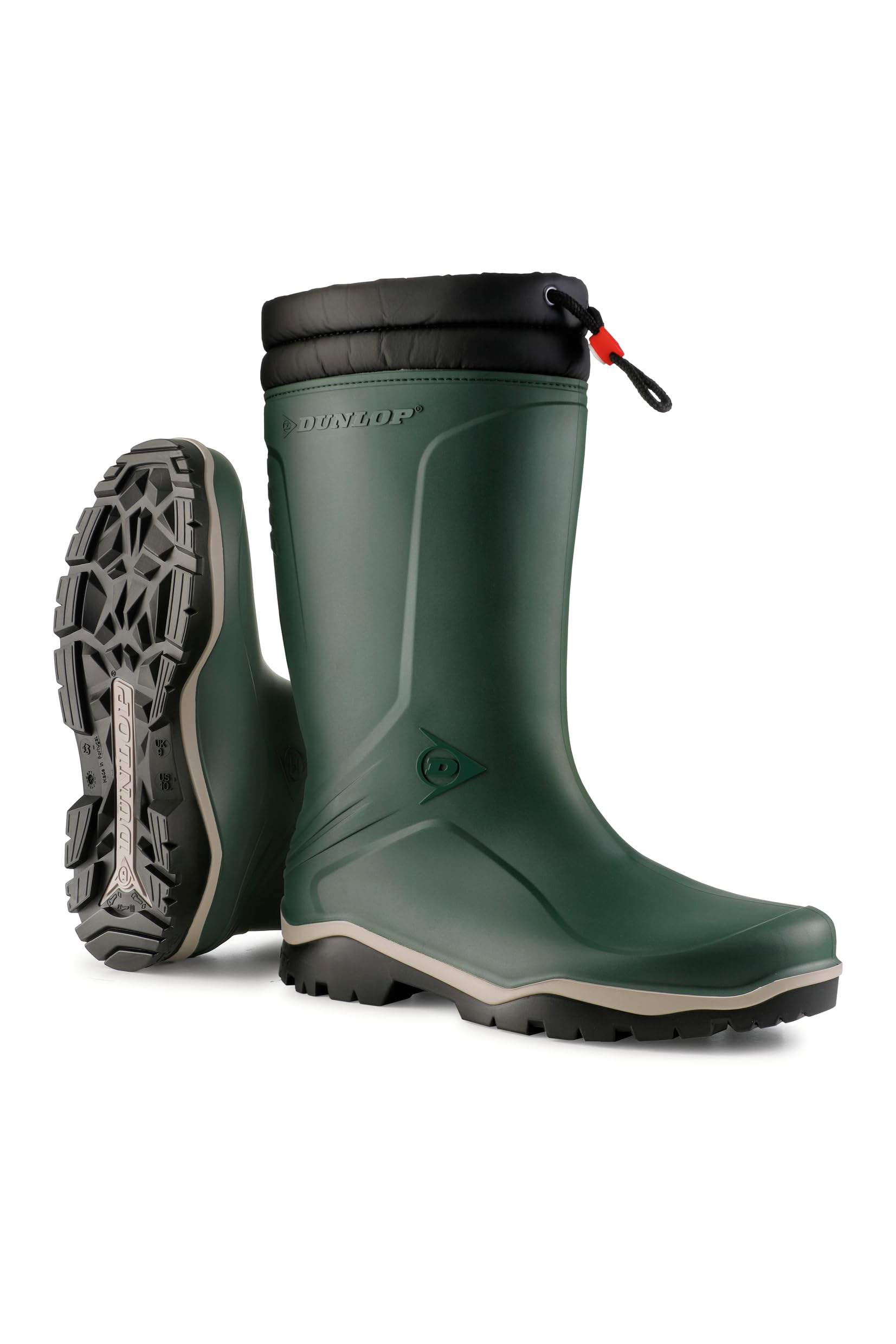 DUNLOP Blizzard Snow Boots, Lined Winter Wellies, PVC, Green, UK 9