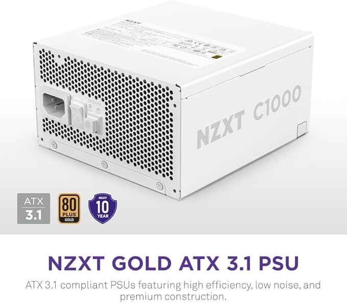 NZXT C1000 Gold ATX 3.1 1000W Fuente Modular 80 Plus Gold Blanca miniatura 2