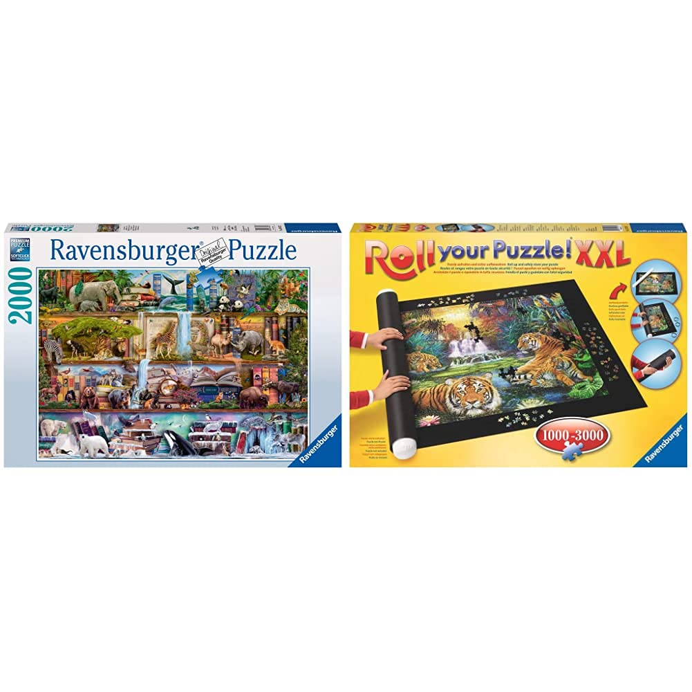 Ravensburger Puzzle 16652 - Aimee Stewart: Großartige Tierwelt - 2000 Teile Puzzle, Motiv von Aimee Stewart & Roll Your Puzzle XXL - Puzzlematte für Puzzles mit bis zu 3000 Teilen
