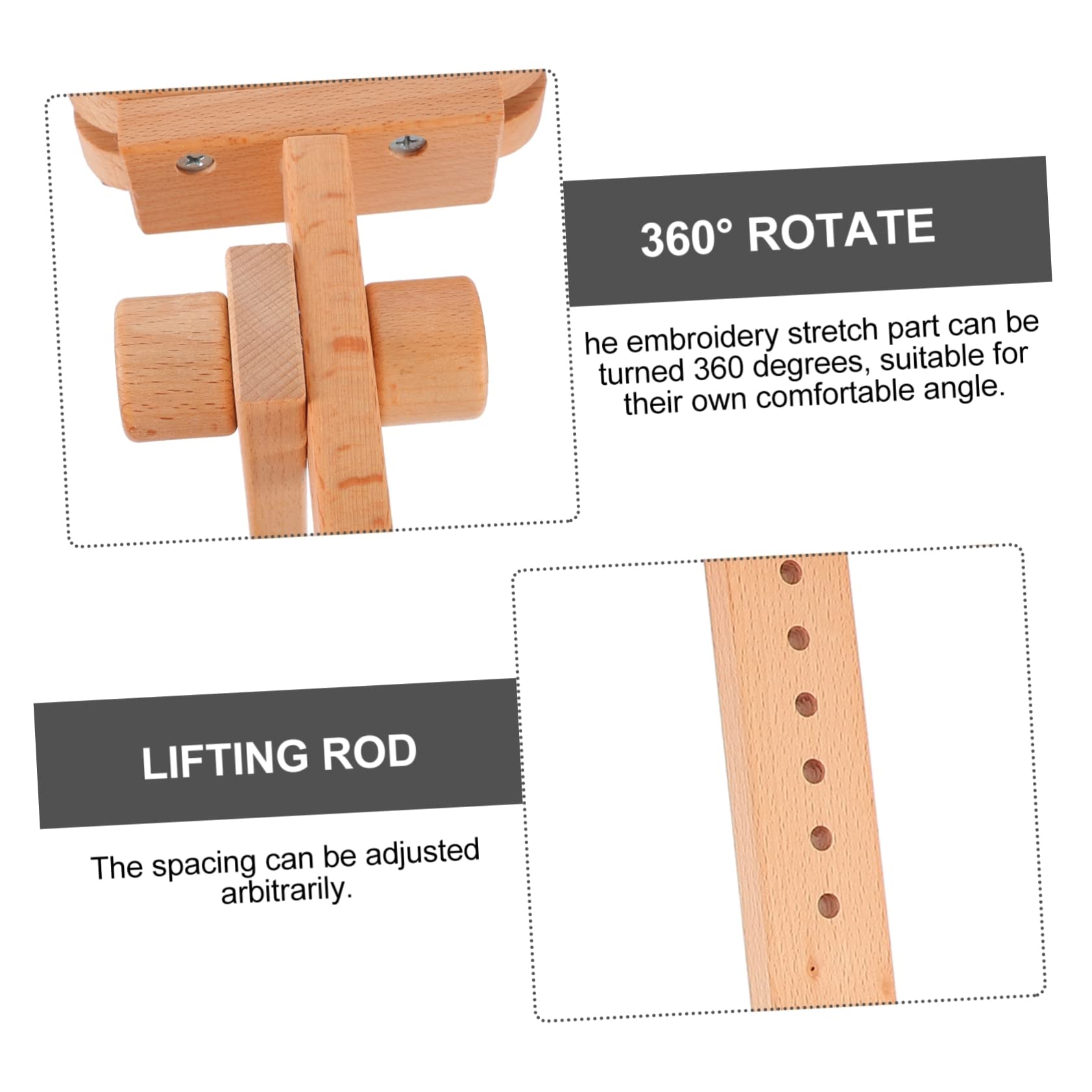 NUOBESTY Bastidor de Bordado de Haya Rotación 360° para Punto de Cruz, Soporte de Mesa Ajustable, Juego de 20 Anillos para Bordar, Adecuado para Manualidades y Artesanía en Casa