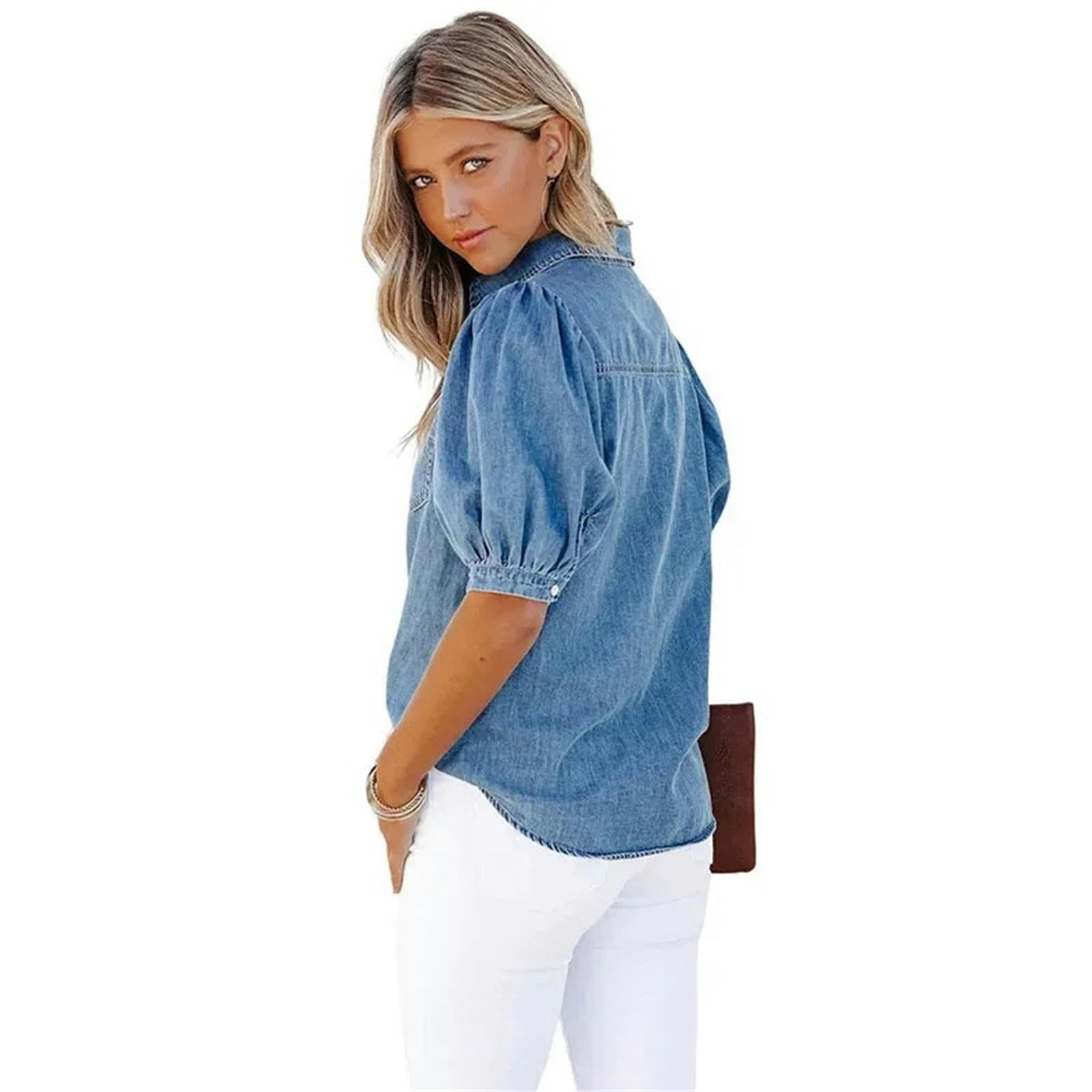Camicia Camicie in Denim Sciolte per Donne Summer Shirts'S Fashion Fashion Youth Female Tops