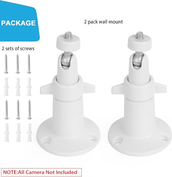 UYODM 2 Pack Wall Mount Holder Compatible with SimpliSafe Outdoor Security Camera, 360Rotation Security Bracket with 1/4 Screw Thread , Camera Not Included (White)