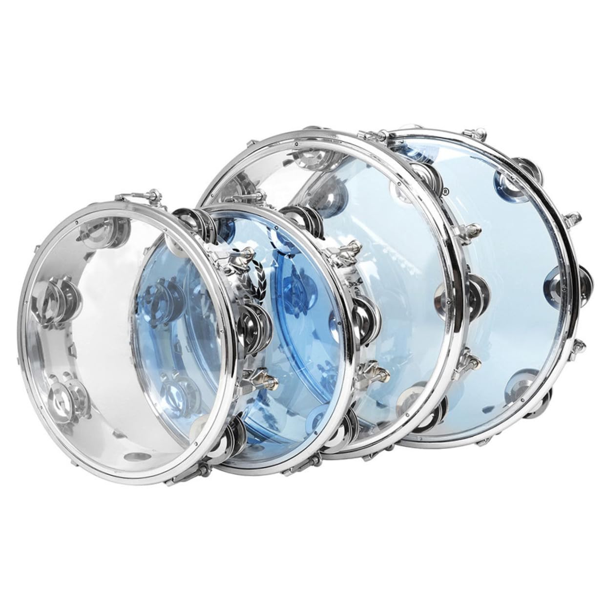 de Percusión de Doble con Aro de Acero Inoxidable y Cuerpo Abs Transparente Azul Instrumento para Adultos de Mano para Educación y Fiesta
