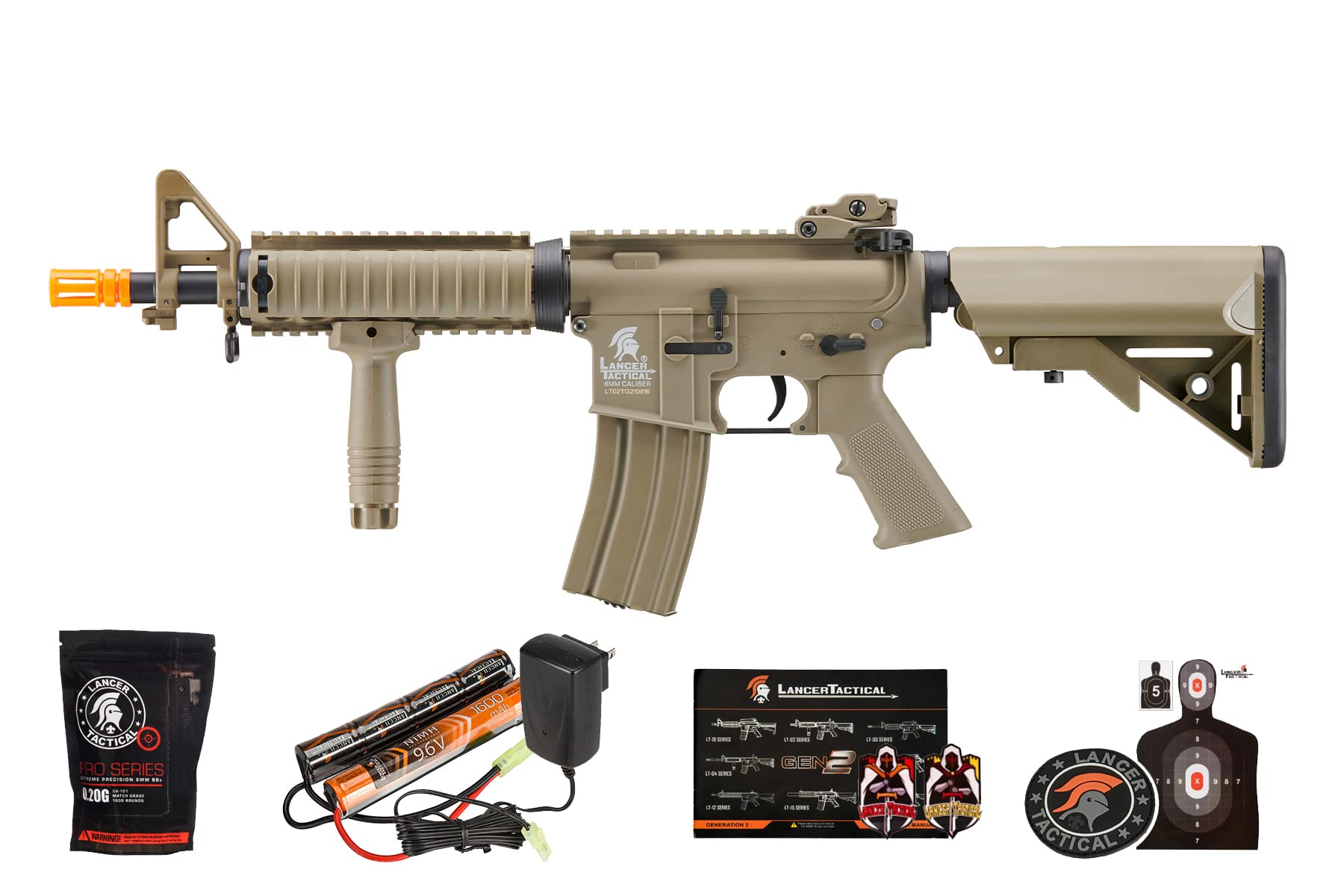 Lancer Tactical Gen 2 MK 18 MOD 0 CQB Field AEG Airsoft Rifle with Battery, Charger, and Grip