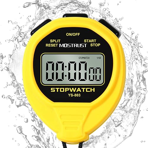 Digital Simple Stopwatch, 130 Lap Basic Stopwatch, No Bells, No Clock, No Alarm, Silent, Child Friendly, ONOff for Swimming Coaches Kids