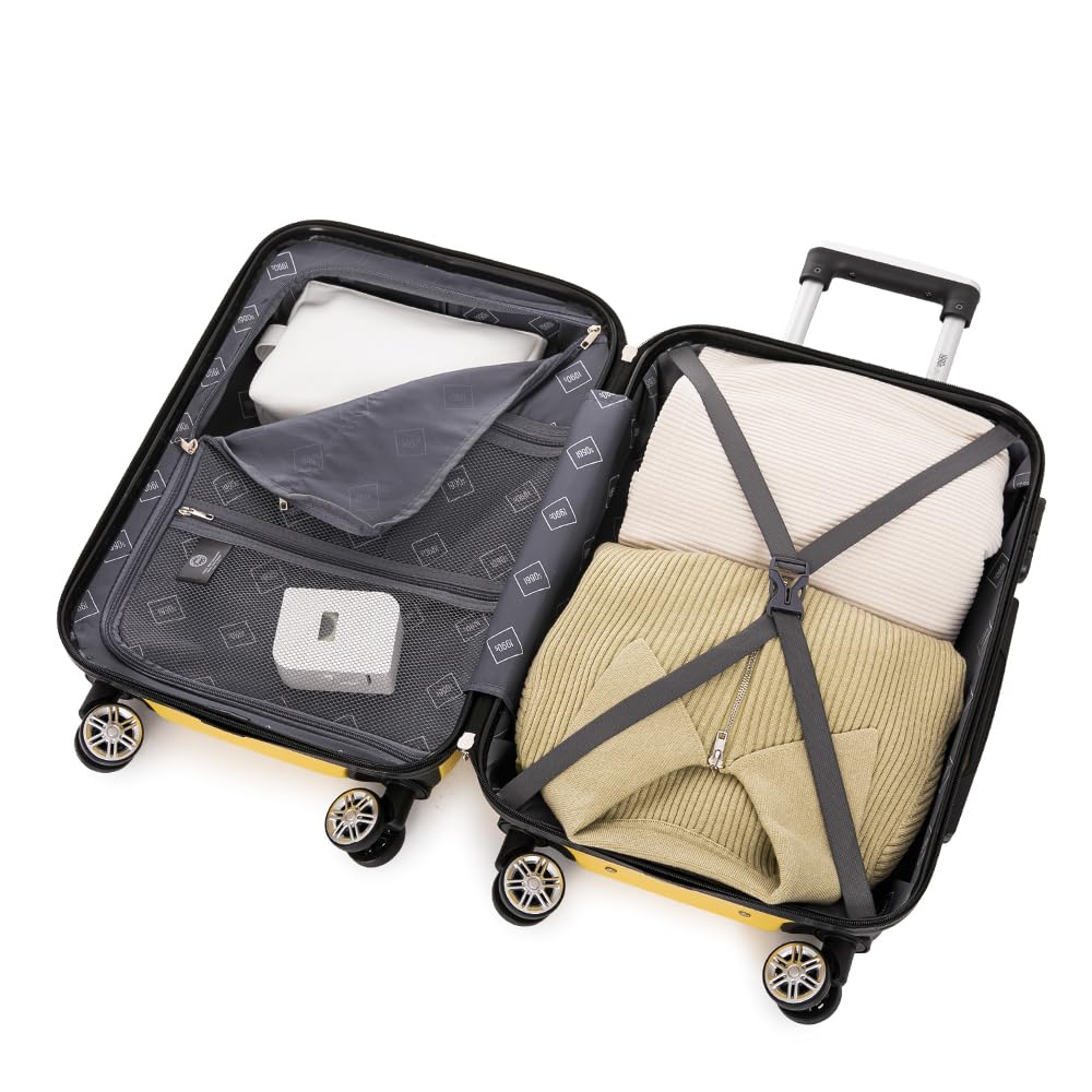 1990s Maleta de Cabina Policarbonato 55x40x20cm (40L) - 20 Pulgadas - Amarillo