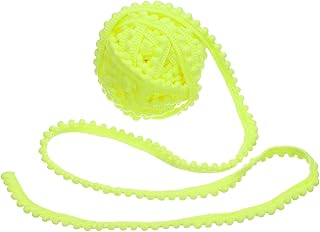 sourcing map Cinta de pompones de 8 yardas, 0.4 pulgadas de ancho, color amarillo fluorescente, cinta de tela para manualidades, cortinas, ropa, almohadas, decoración del hogar, 5 mm