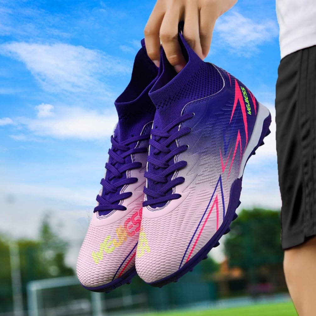 Chaussures de Foot TF, Hommes, Design Chaussette Haute Tricot, Léger Respirant, Couleurs Stylées, Adhérence Supérieure, Entraînement Match Football Indoor/Outdoor