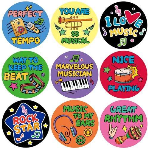 1080 Pieces Music Reward Stickers for Kids, Instrument Themed Inspiration Stickers for Student...