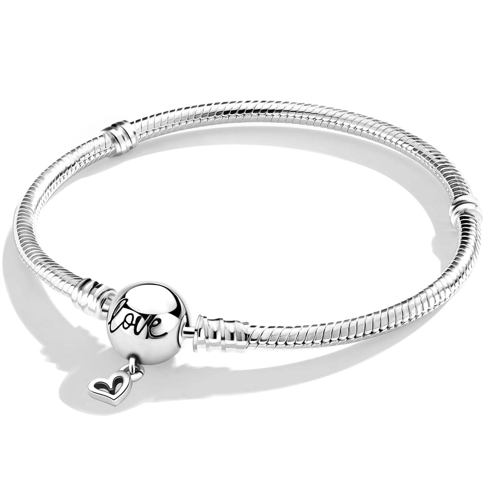 FLUFLO Armband Damen 925 Sterling Silber, Armbänder Moments Schlangen-Gliederarmband Armkette für Pandora Charm Anhänger, Valentinstag Muttertag Geburtstags Geschenk für Frauen Freundin Mama B01