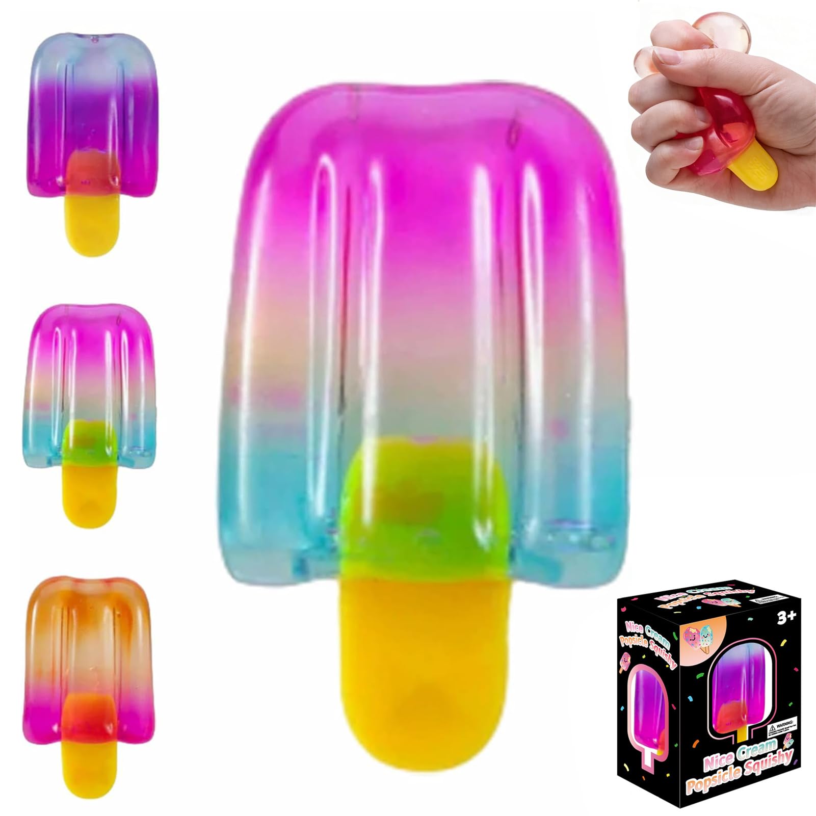 GFJryET Stress-relief toys, Ice Cream Squeeze Squishy, Summer Sensory Stress Relief, Colorful Fidget Toy(A)