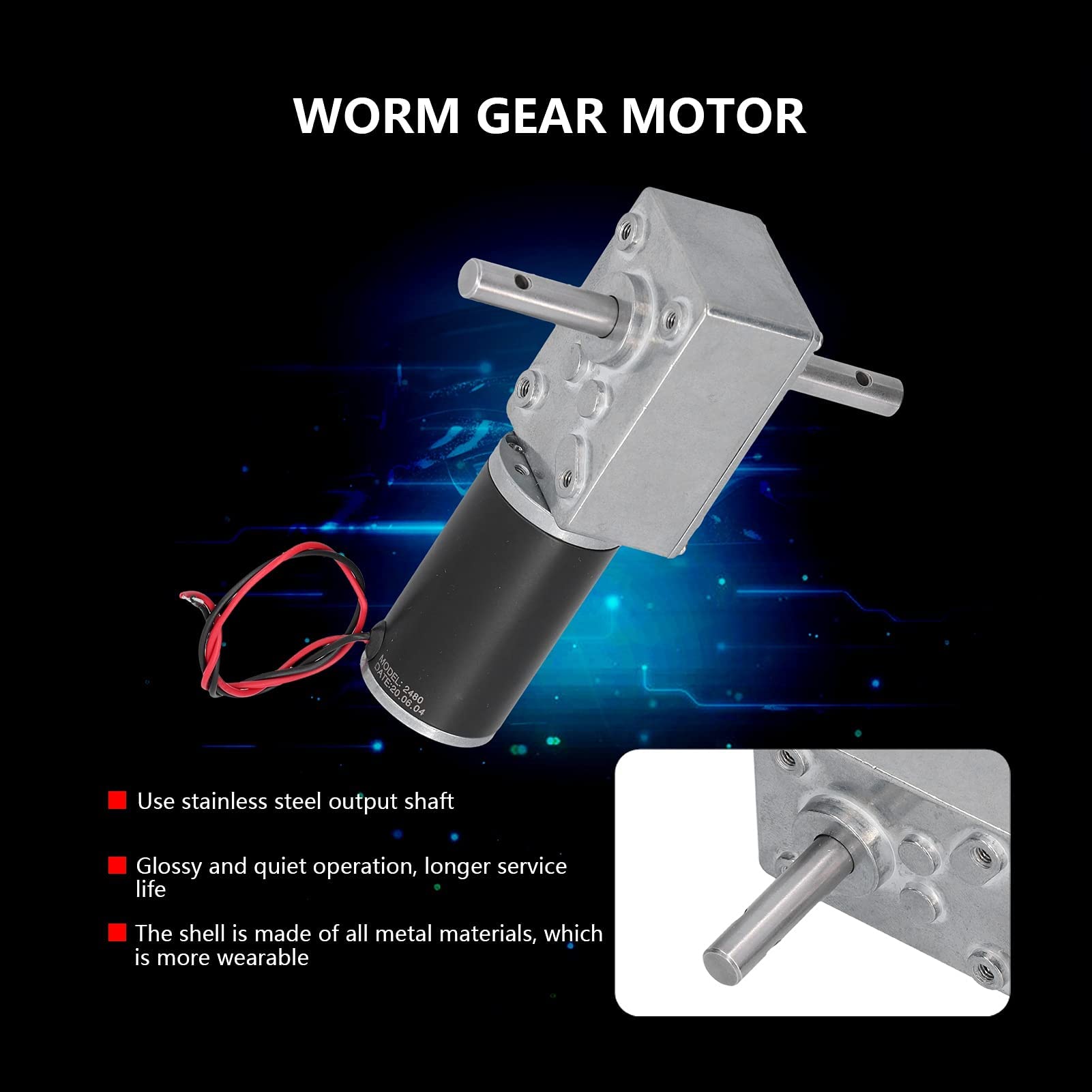 Schneckengetriebemotor Gleichstrommotor Metallgehäuse Edelstahl Abtriebswelle Geringe Reibung Stromverbrauch Elektromotor Für Haushaltsanwendungen DC12V 12 U/min