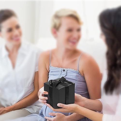 Miniatura 4 de COTOPHER Paquete de 25 cajas de regalo pequeñas de 6 x 6 x 6 pulgadas, cajas de regalo negras con tapas para regalos, manualidades, recuerdos de