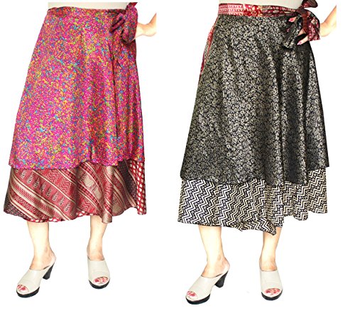Großhandel 2 PC-Los der Frauen Indischen Sari Magie Wrap Around Langer Rock Cover