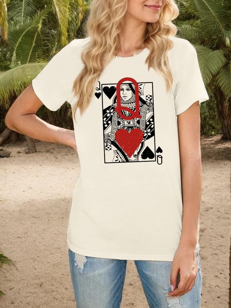 Queen of Hearts T-Shirt for Women Funny Vintage Womens Shirts Cute Lady Graphic Tee Tops Short Sleeve - Image 4