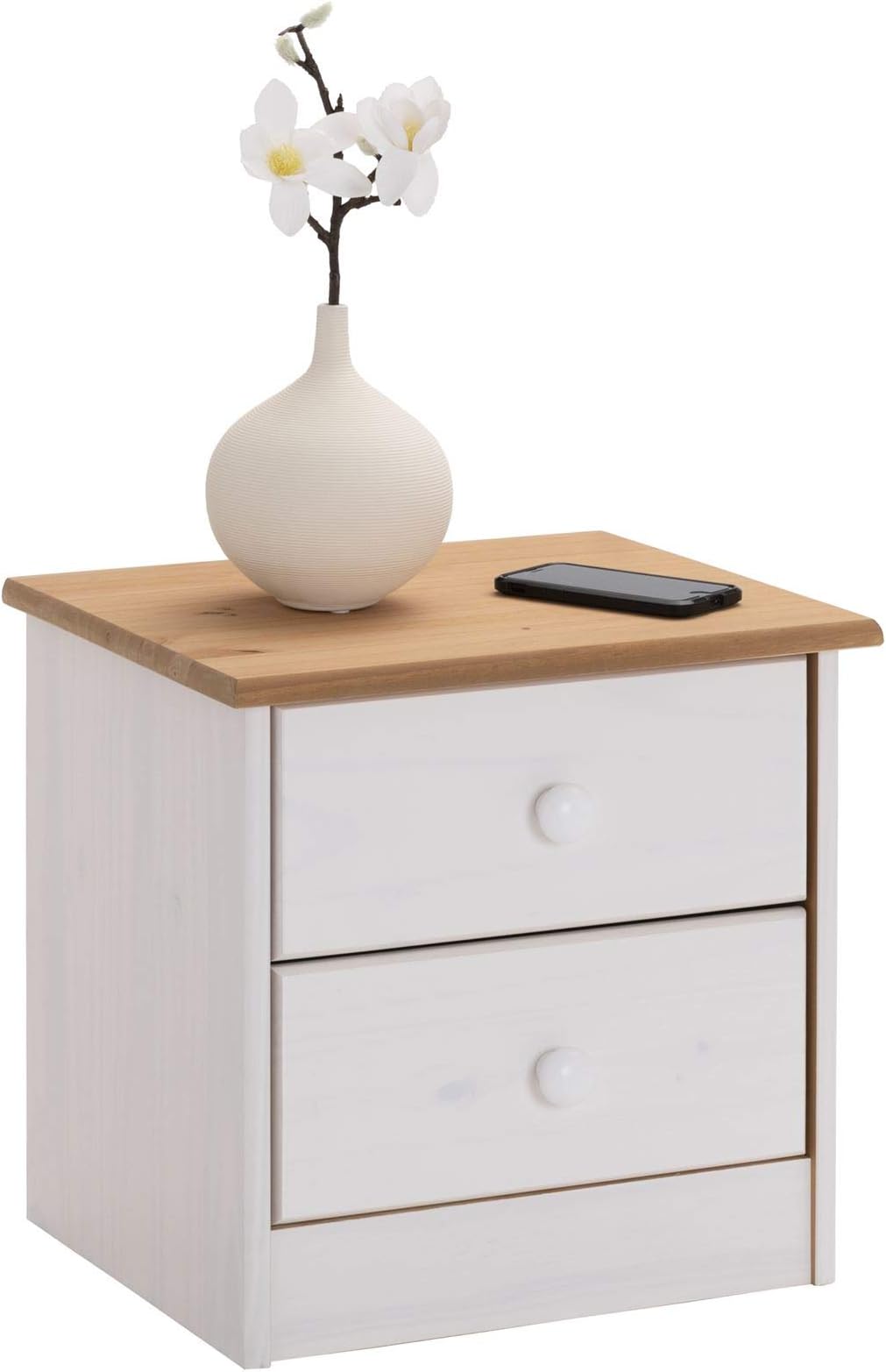 Table De Chevet Malam 61 Cm - 1 Tiroir Brun Vintage + Niche - Pieds Métal Noir - Design Moderne