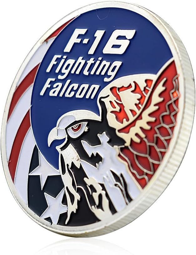 F-16 Fighting Falcon Challenge Coin - Air Force Eagle Design with American Flag - Military Gift & Memorabilia