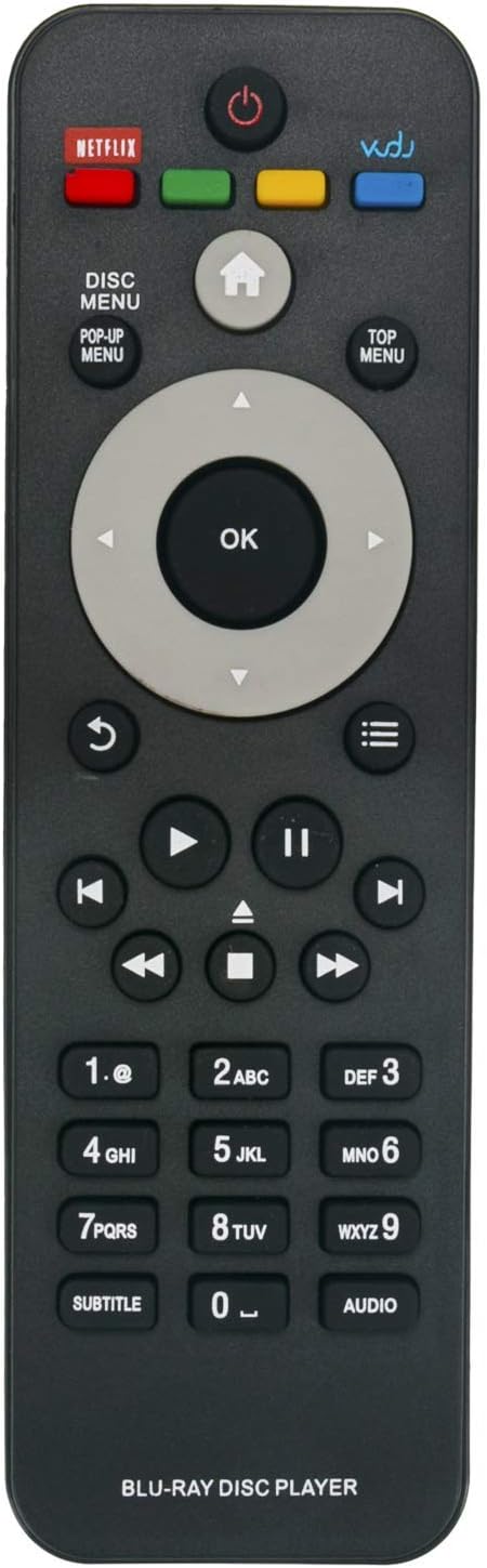 ALLIMITY Replacement Remote Control fit for Philips Blu-ray Disc DVD Player DS3110 BDP2100 BDP2180 BDP3400 BDP3480 BDP3300 BDP3305 BDP3310 BDP3380 BDP2980 BDP2900 BDP2930 BDP3382 BDP3390 BDP2100K
