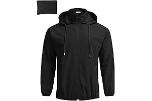 OTU Men's Packable Waterproof Hooded Rain Jacket for Outdoor Activities