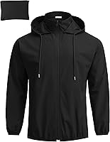 COOFANDY Men's Packable Lightweight Waterproof Rain Jacket with Hood - Golf Hiking Travel Windbreaker