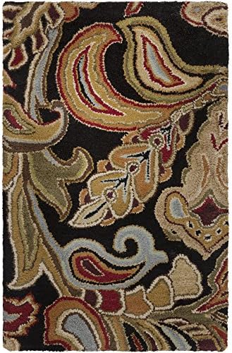 Art of Knot "Anacardium Area Rug, 5' x 8', Black/Camel/Burgundy/Dark Brown/Tan/Khaki/Dark Purple/Charcoal/Olive/Dark Green