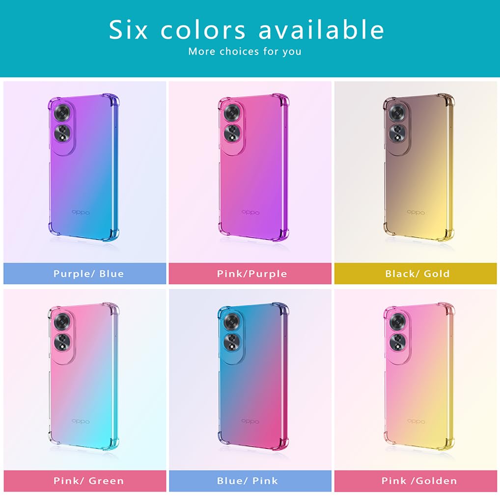 SEAHAI Coque Pour Oppo A60 4G, Étui En Gradient Color Très Mince TPU Case Cover, Housse De Transparente Antichoc Souple Silicone Bumper, Violet/Bleu